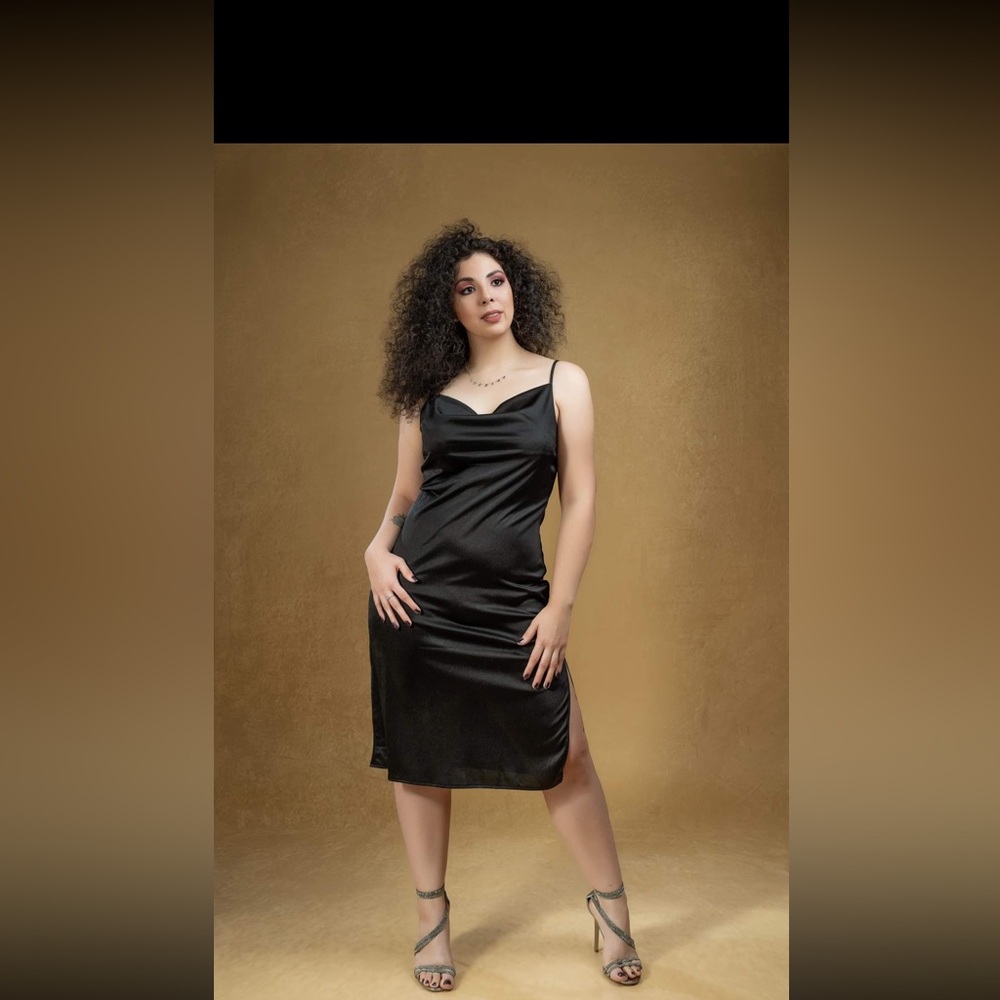 black slip-on dress